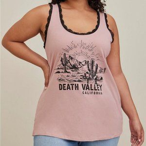 Torrid Classic Fit Lace Crew Tank Cotton Death Valley Blush Women's 2X